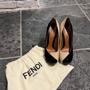 Fendi suede heels, black and beige, size 39